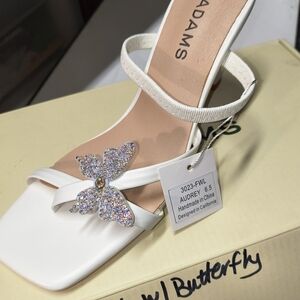 Audrey Glitter Butterfly White Sandals